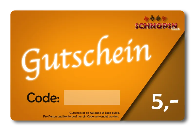 SCHNOPSN Cash Gutschein für Preisschnapsen Turnier Sponsoring